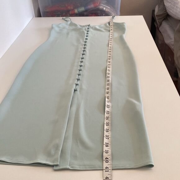 Simple Retro Pastel Mint Green Button Front Midi Dress Size Medium - Picture 12 of 12